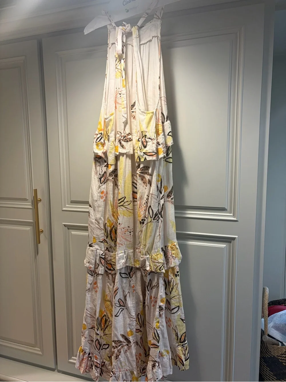 Free People Cream Floral Maxi Dress with Yellow and Brown Accents - Picture 1 of 3